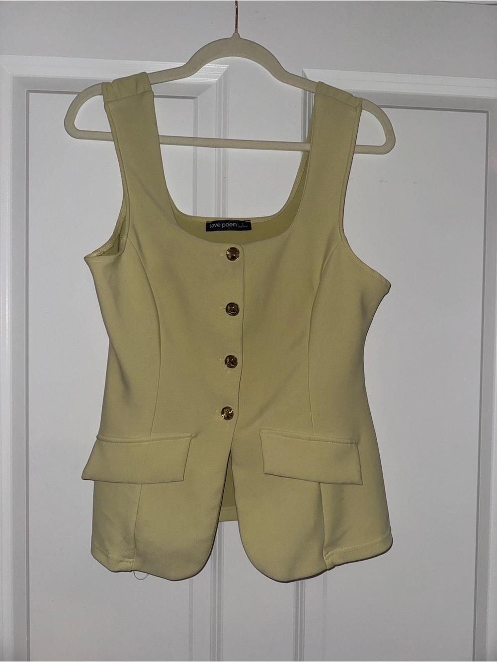 Love Poem Yellow Button-Front Vest